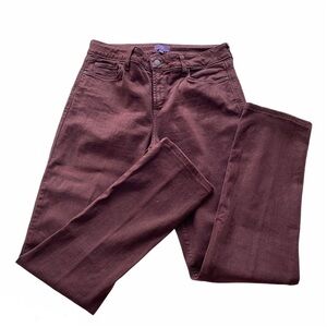 NYDJ Women’s Burgundy Jeans Slim Mid-rise 10